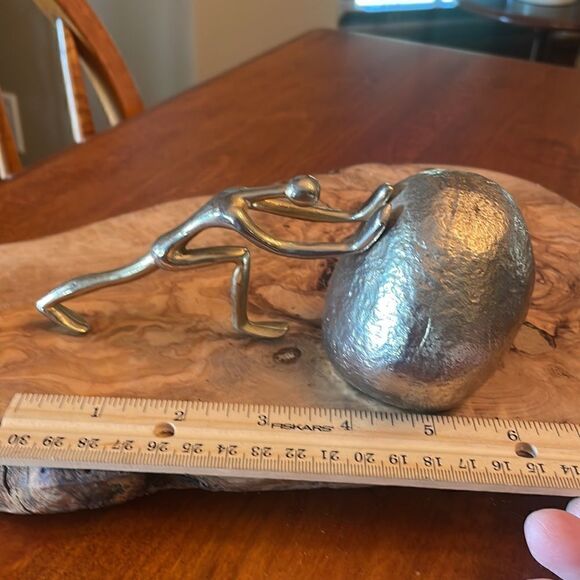 Sisyphus Sculpture, Man Pushing Boulder Bookend - Picture 4 of 8